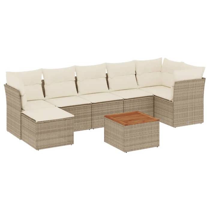 VidaXL Garden Lounge Set with Cushions 8 Pcs Beige Braided Resin 3223755