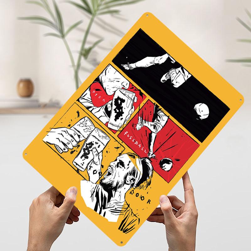 

Fussball Beer Comics Printed Poster Customized Wall Art Retro Vintage Metal Tin Signs for Modern Home Decoration Luxury Man Cave 7.9x11.8In(20x30cm)