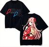 Letnia Darling In The Franxx Zero Two Kimono Dwustronny Nadruk Estetyczna Koszulka Unisex Oversize Y2K Streetwear Bawełniana Koszulka Graficzna