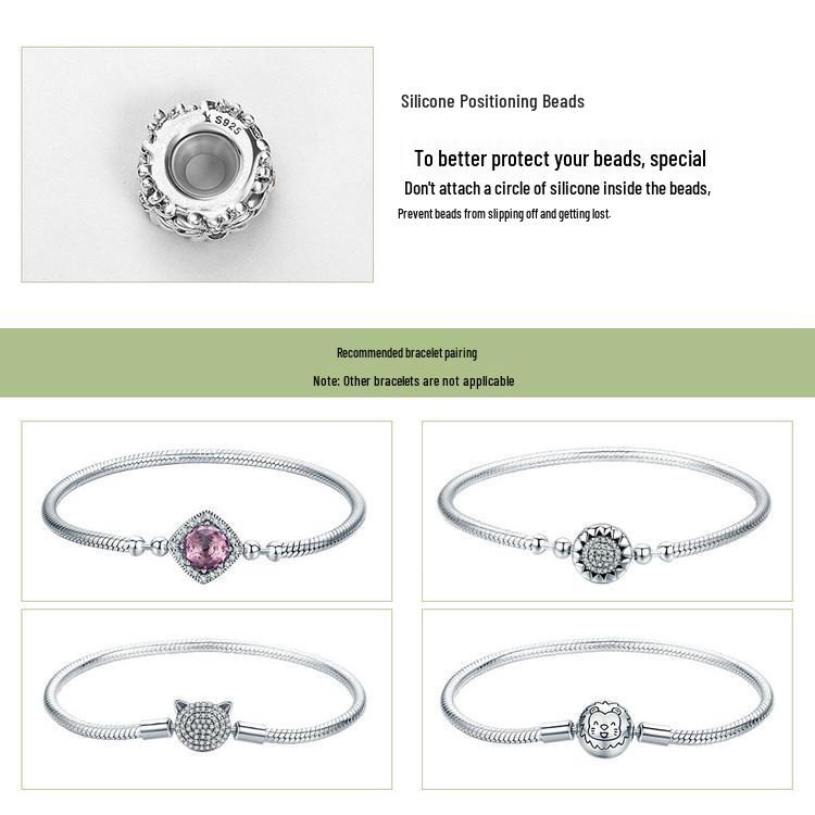 Yinziyun Animal Series Sterling Silver S925 Silicone Spacer Bracelet DIY Accessory (SCC594)