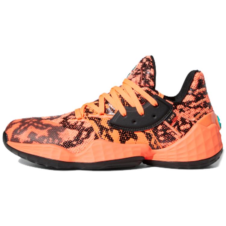 adidas Harden Vol. 4 Cushioning Abrasion Resistant Low Top Basketball Shoes Men's Orange Black (Unisex) Basketball Shoes FV4155
