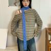 Hollows Knitted Plush Scarf Long Stripe Winter Wrap Acrylic Blend Soft Unisex Accessory For Women Men Kids