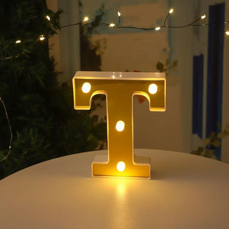 Gold LED Mirror Letter Lights - Romantic Birthday and Festive Décor