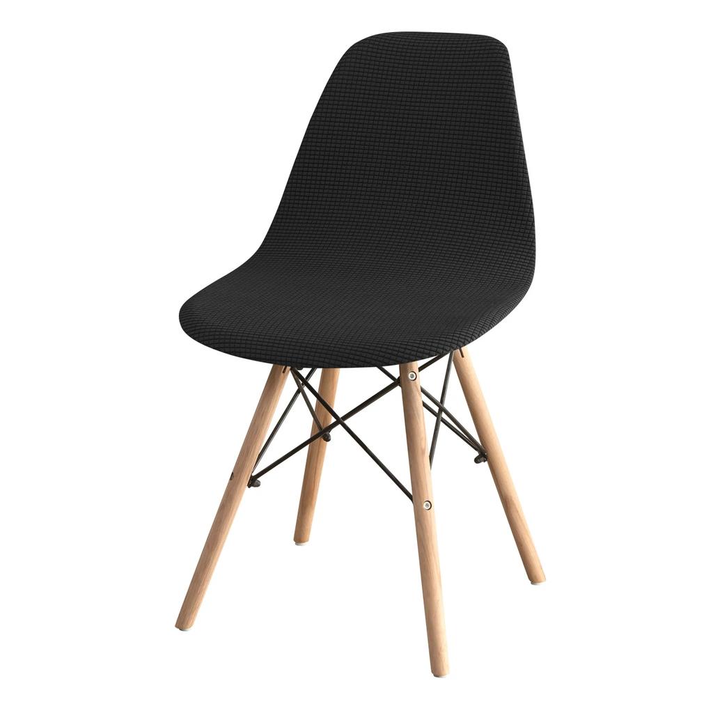1PC Polar Fleece Shell Chair Cover Solid Color Jacquard Dining Chair Slipcover Stretch Anti-dust Seat Cover for Living Room Home