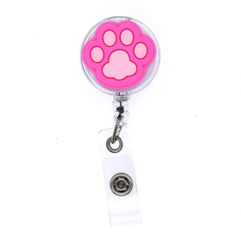 1pc Cat Feet Retractable Badge Holder for Nurses Porta Credencial Name Tag Id Card Holder Lanyards Badge Reel Clip