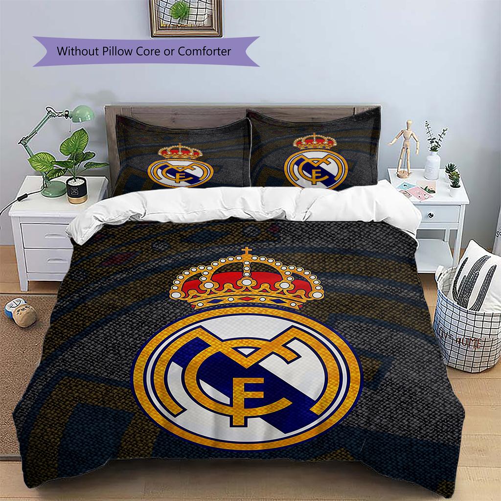 Madrid teamlogo Patroon Beddengoed Huisdecoratie Verjaardagscadeau (1 dekbedovertrek + 2 kussenslopen, zonder binnenkussen)