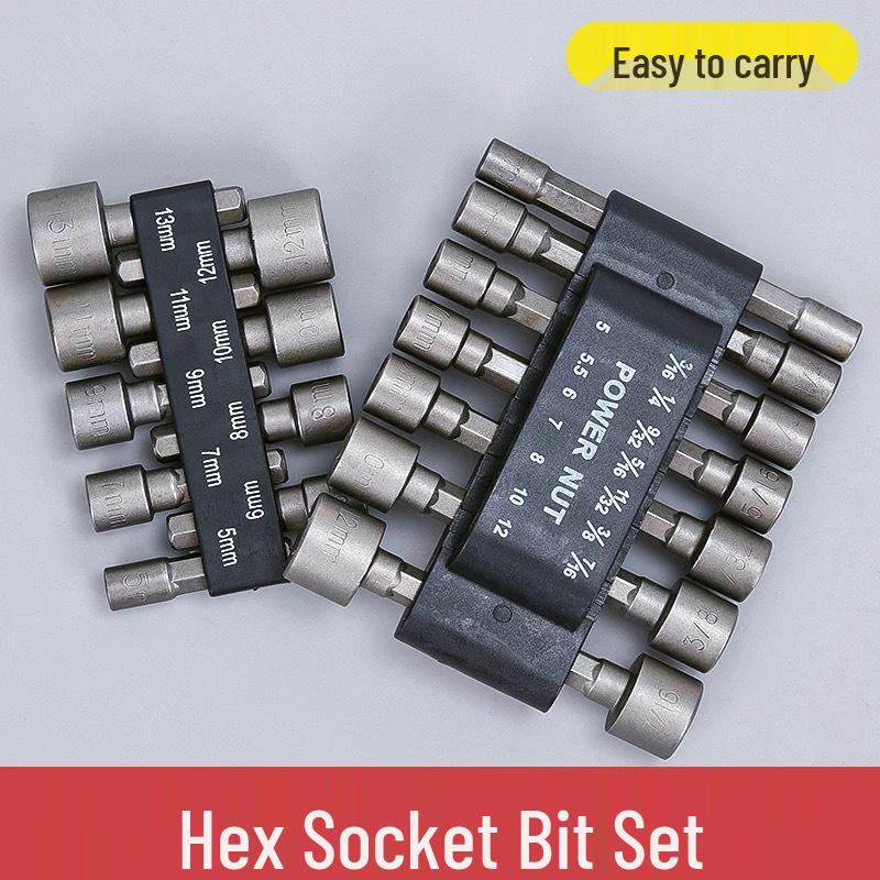 9-Piece & 14-Piece Socket & Drill Bit Set with Hex and Extension Sockets