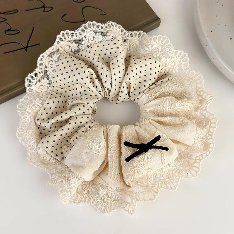 

Ретро Кремовое Кружево Резинки для Волос Повязки на Голову для Женщин Девочек Милые Веревки для Волос Завязки Резинки для Хвоста Женские Модные Аксессуары Новые