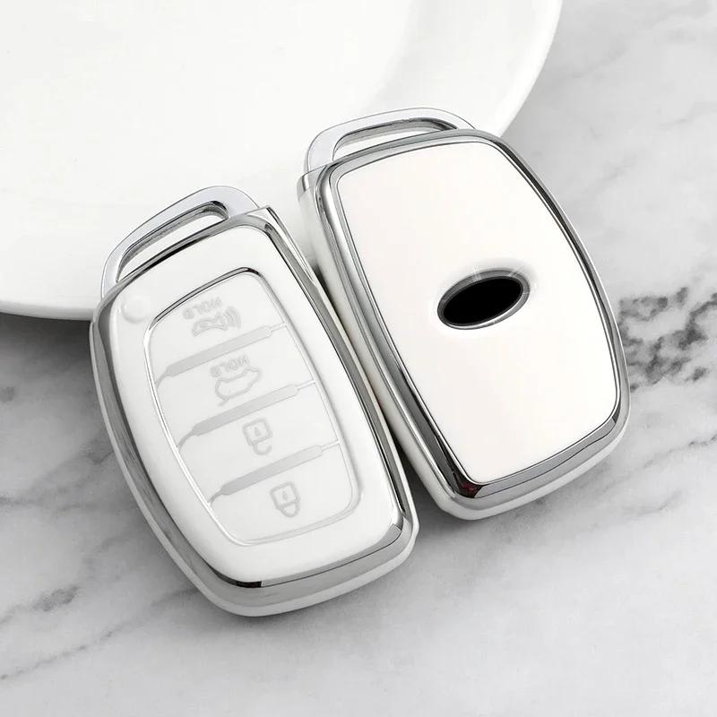 For Hyundai Tucson Santa Fe Rena Sonata Elantra Creta Ix35 Ix45 I10 I30 I40 3/4 Buttons Tpu Car Smart Key Case Cover Accessories