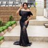 Women Wedding Bride Bridesmaids Elegant Off Shoulder Lace Sequins Short Sleeves Maxi Long Dress Party Ball Gown