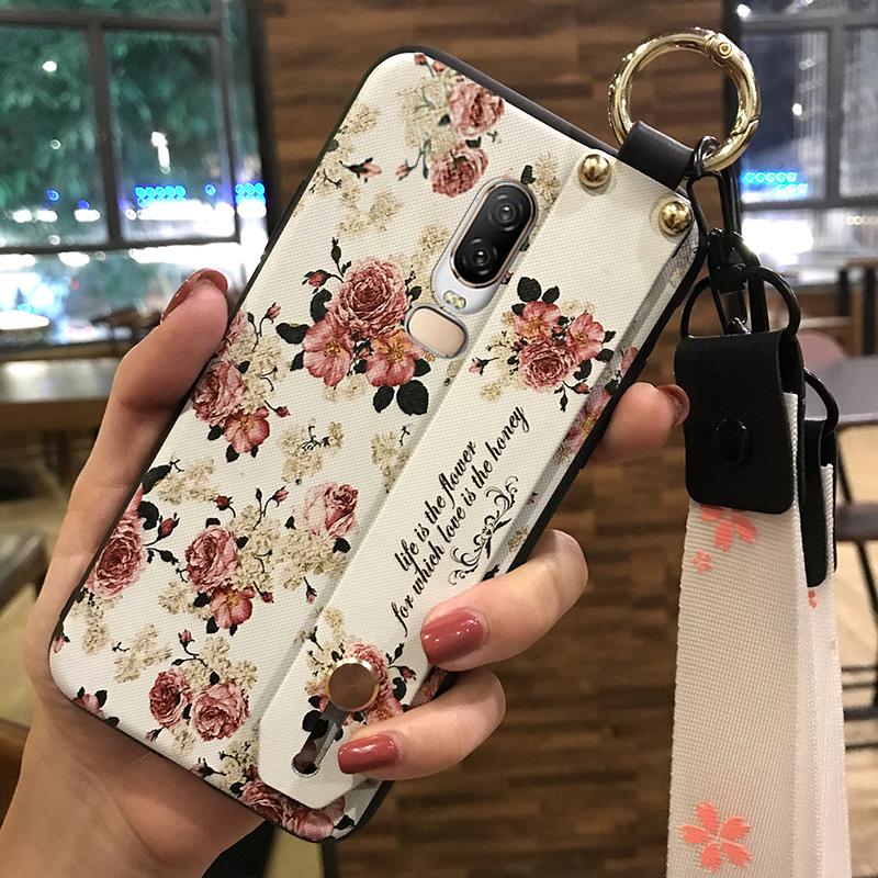 Fashion Design Dirt-resistant Phone Case For OnePlus 6/1+6 Kickstand Protective Silicone Anti-dust Ring Durable Flower