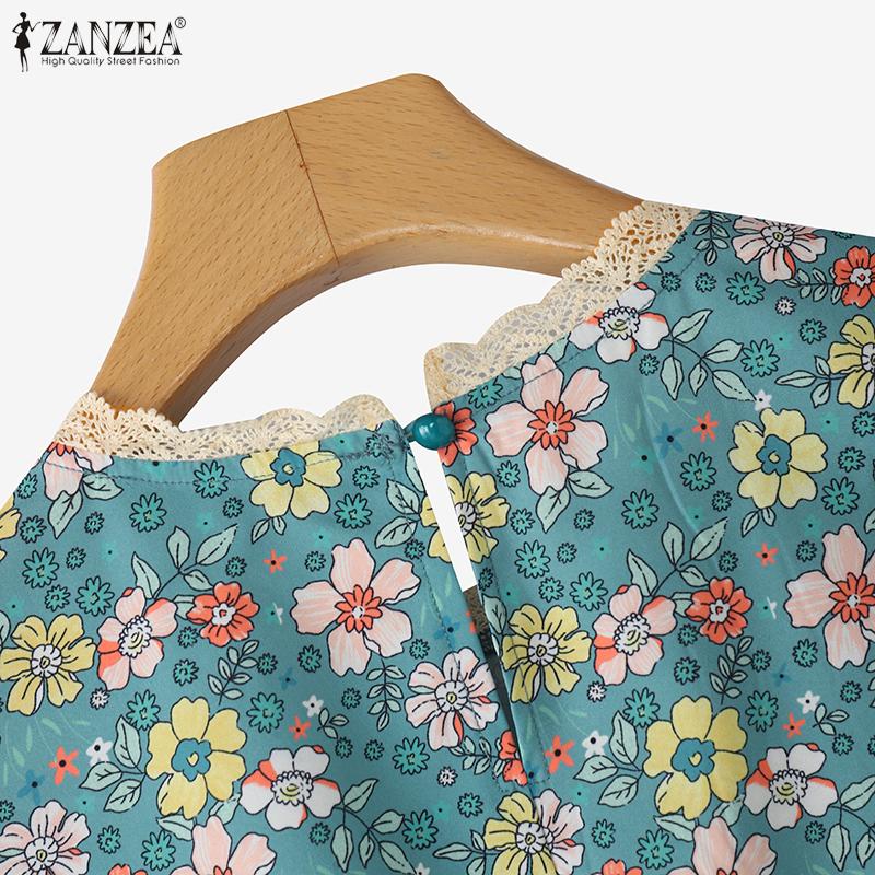 ZANZEA Women Lace Patchwork Casual O-neck Sleeveless Floral Tank Tops