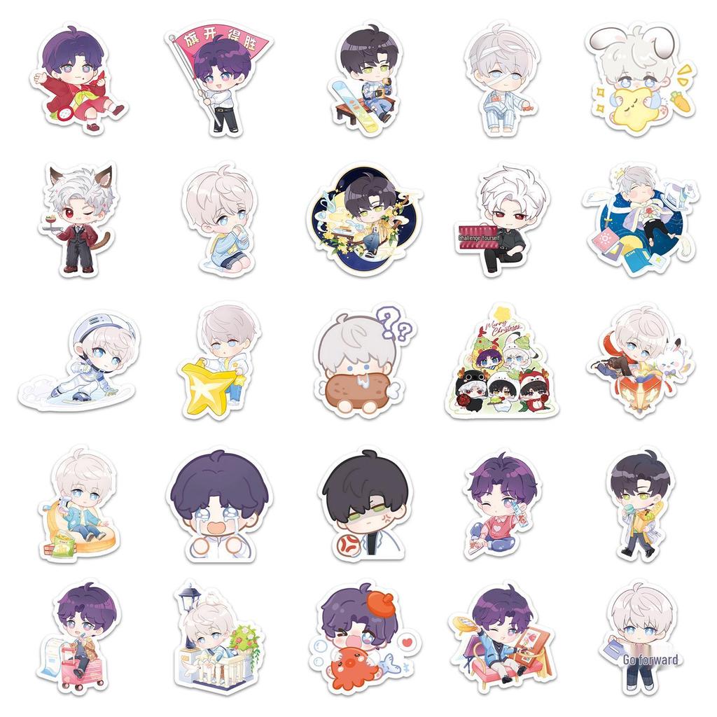 50pcs Q-version Love & Deep Space Creative Game Personality Trendy Stickers for Notebook & Skateboard DIY