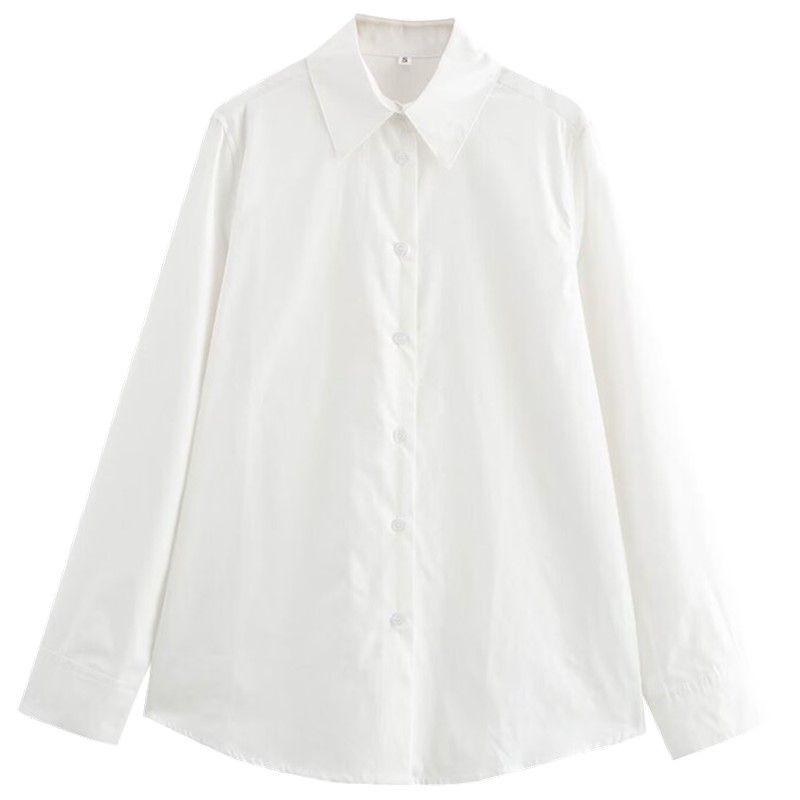 Fashion Style 2024 Fall and Winter New Women's Poplin Slim Looking Elegant All-Matching Lapel Work Clothing Shirt 8937600