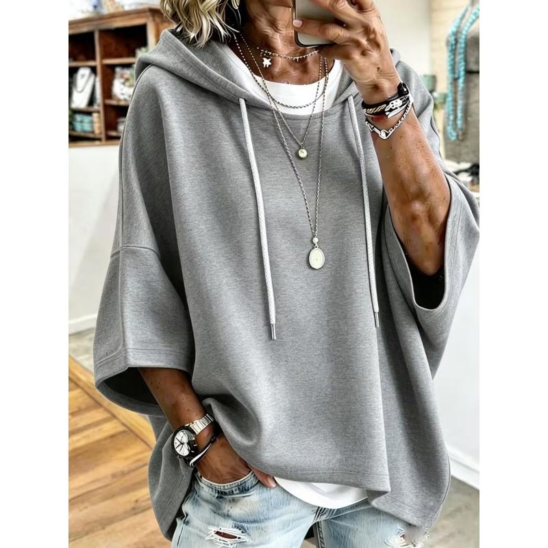 Damen Kapuzenpullover lässig mit halbem Ärmel
