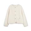 Fashion Comfortable Casual Single-Breasted Round Neck Drop Shoulder Short Plush Jacket Women Jackets EF53025