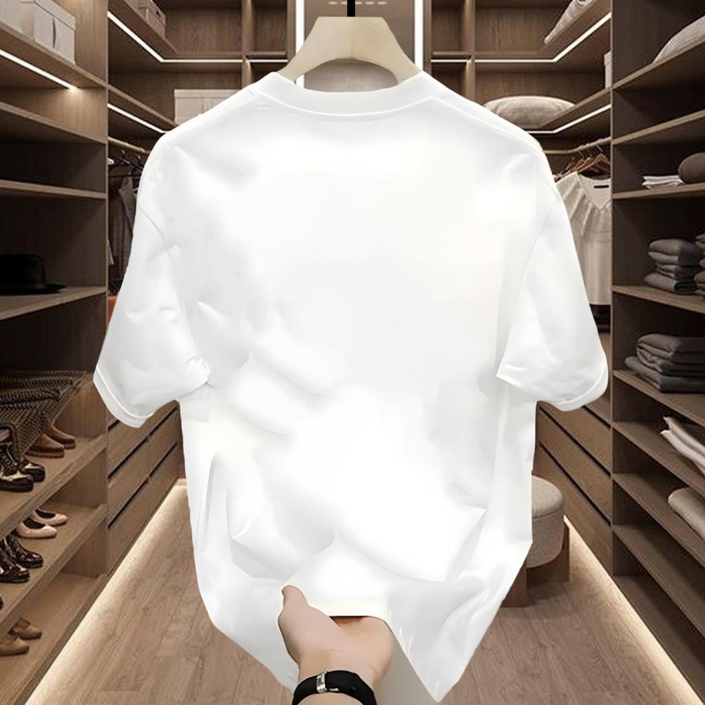 American Trendy Brand High-End Pure Cotton Men'S Printed Short-Sleeved T-Shirt Trendy Casual Round Neck T-Shirt Men'S