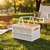 Folding Storage Box with Wood-Look Tabletop Compact Portable
