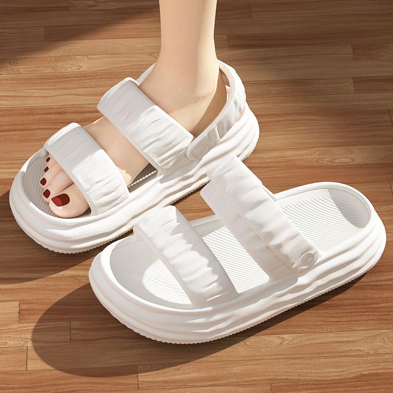WTEMPO Fashionable EVA Sandals for Women's Versatile Dual Purpose Buckle Thick Sole Flat Heel Comfortable Non-slip Breathable Casual Beach Slippers