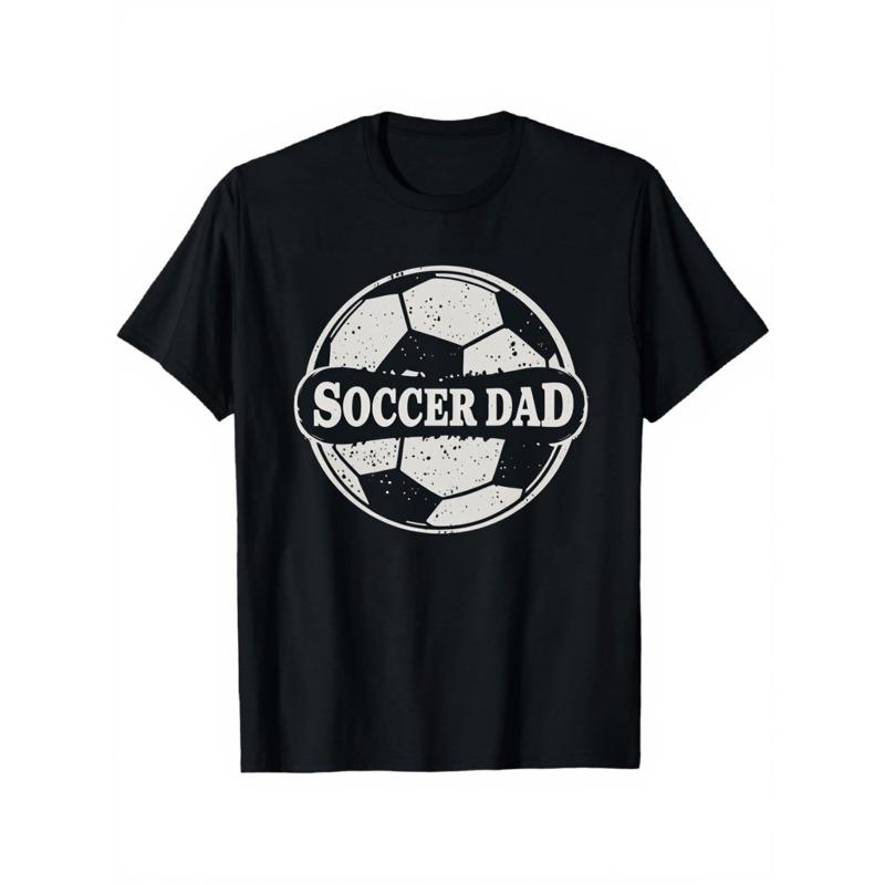 

European sizes Football Dad Printed T-Shirt Black Casual Short Sleeve Men s Sports Shirt Football Fan Gift Versatile Casual Wear 4XL чорний