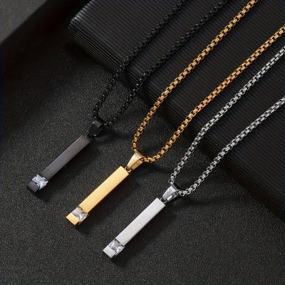 Stainless Steel Necklace Three-Dimensional Square Diamond Pendant Fashion Punk Style Titanium Steel Jewelry Wholesale Manufacturer