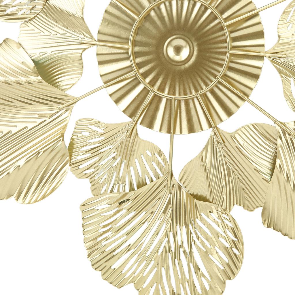 Nordic Luxury Wall Decoration Apricot Leaf Flower Mirror Wall Pendant Iron Art Porch Decoration