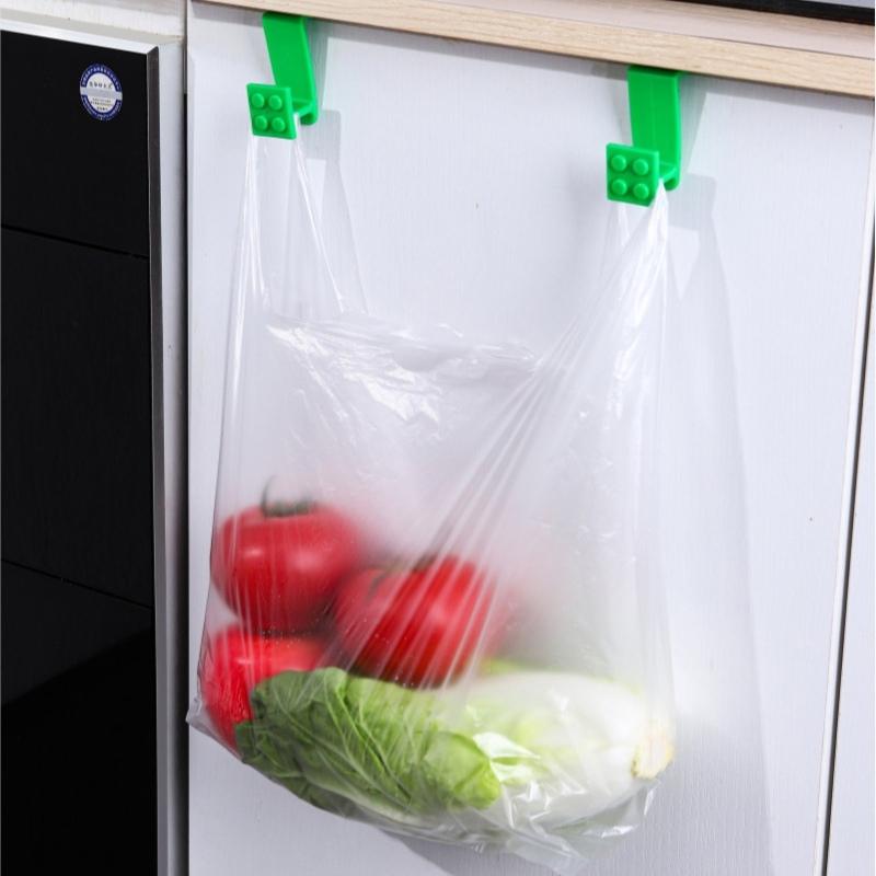 Baustein Cartoon Haken zum Aufhängen von Müllbeuteln Plastiktüten an Schranktüren Einfache Installation Heimküchenorganisation Mehrzweck-Nutzhänger