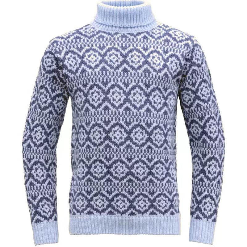 Maglione da Uomo Retro a Rombi a Collo Alto Pullover Largo Lavorato a Maglia