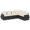 6-teiliges Gartensofa-Set mit Kissen Schwarzes Poly-Rattan