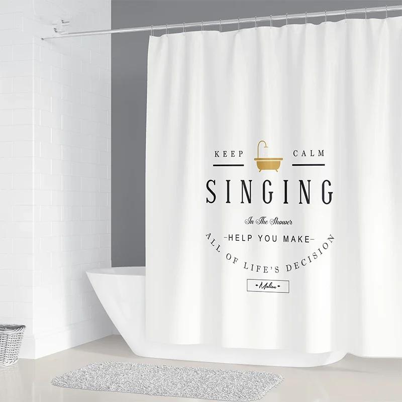 Prosty Geometryczny Nordycki Żyrandol Drukowany Zasłona Prysznicowa do Łazienki Poliestrowa Wodoodporna Dekoracja Domu Zasłona z 12 Haczykami