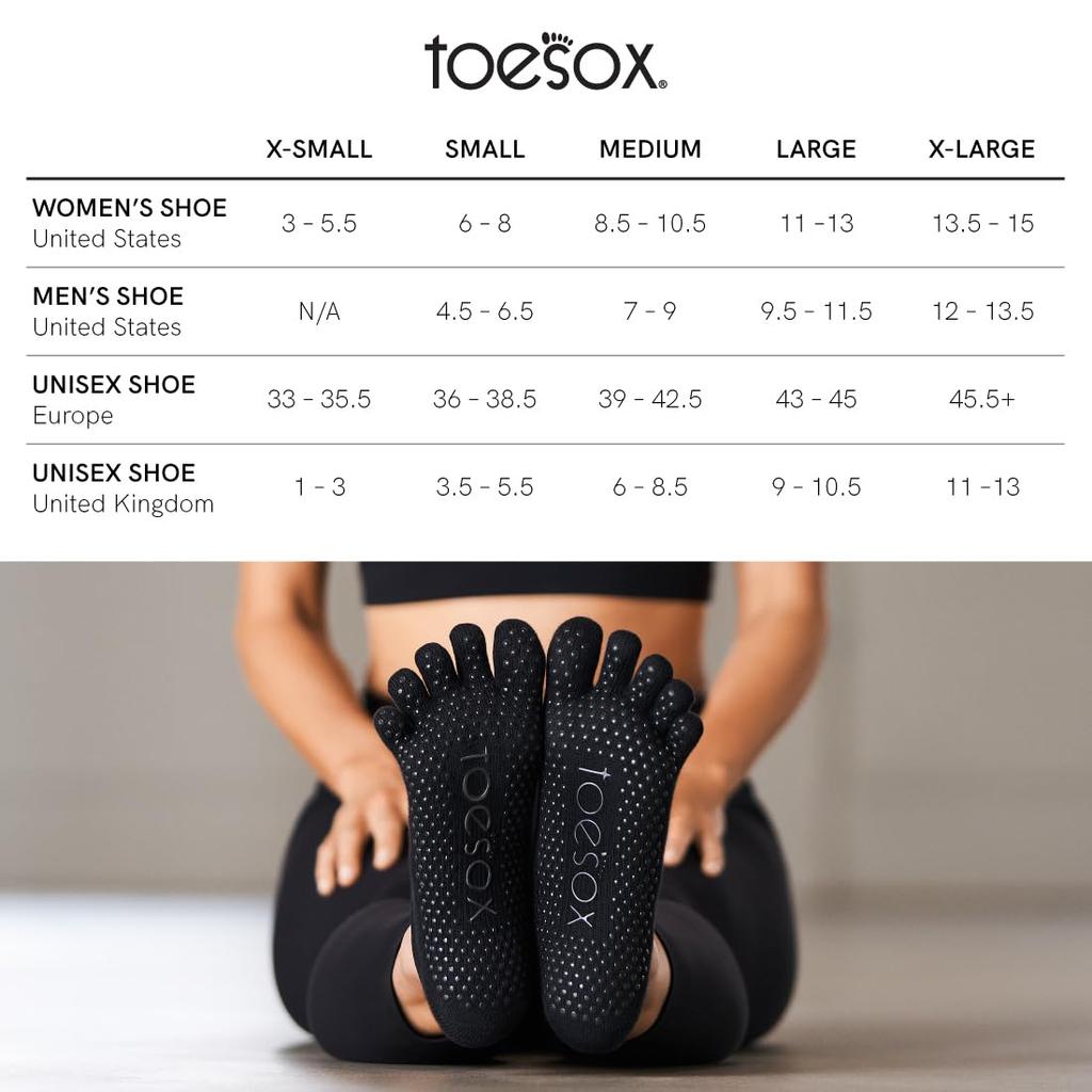 Toesox Bellarina Full-Toe Women's Five-Finger Socks with Anti-Slip Grip for Yoga, Pilates, and Ballet (Product Number: 106282001)