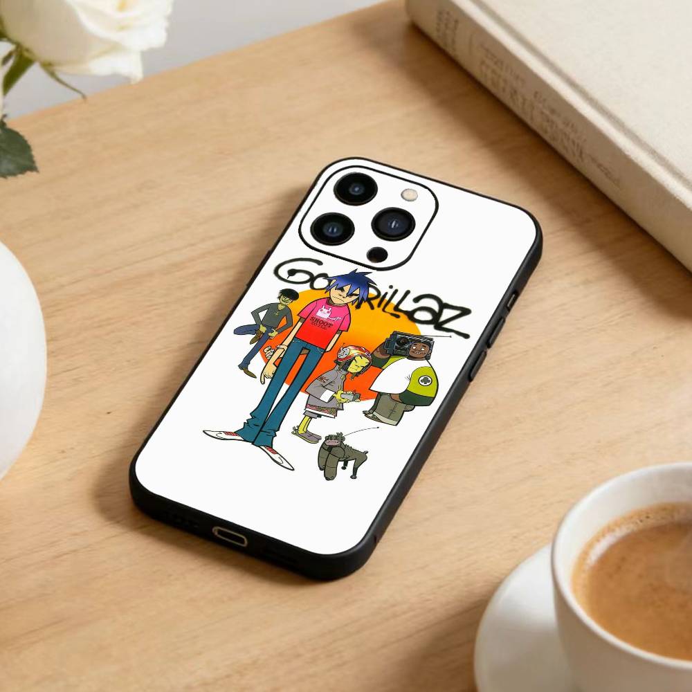 Comic R-Rock Band G-gorillaz   Phone Case For iPhone 17 16 15 14 13 12 Max Plus Silicone Black Cover