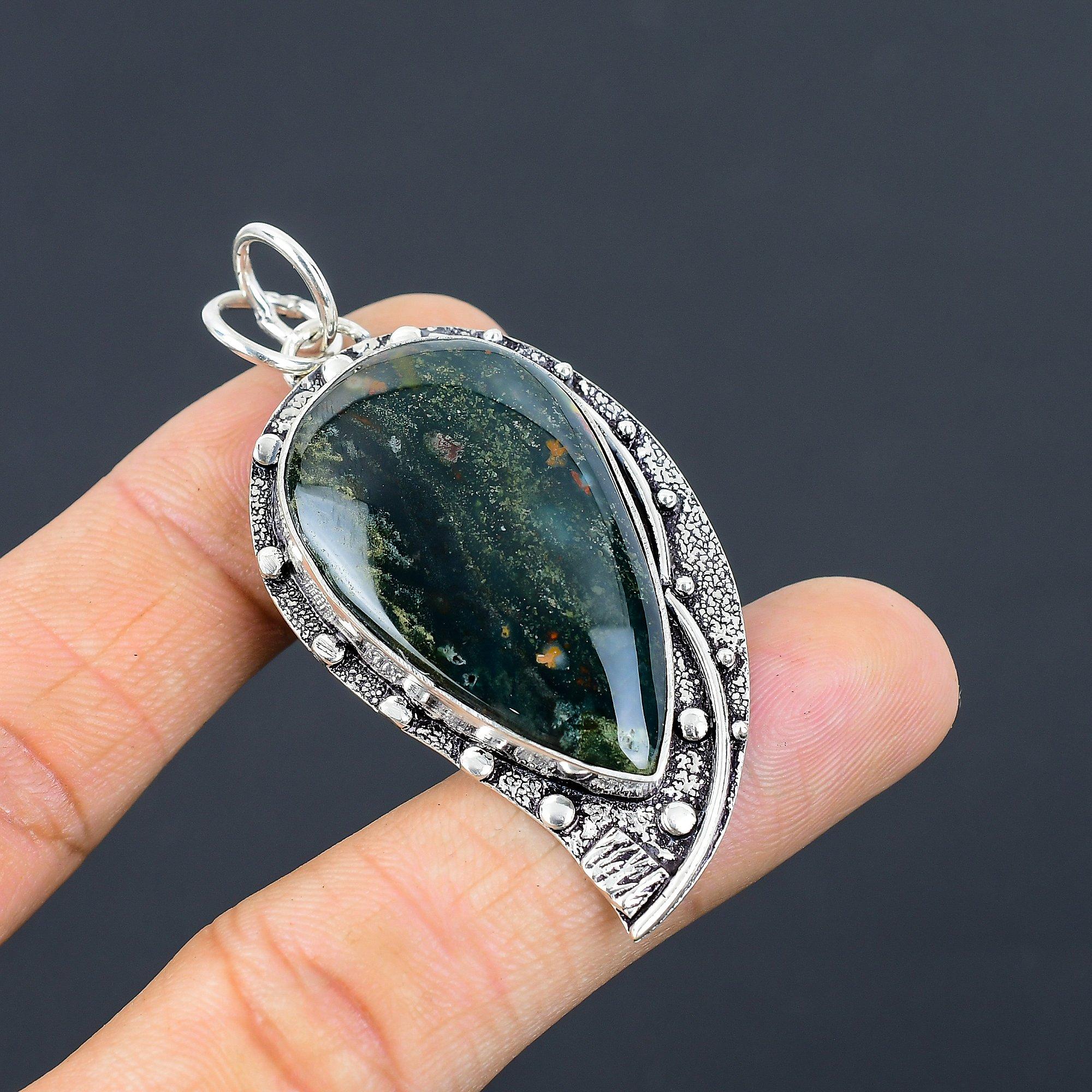 

Gift For Her 925 Sterling Silver Natural Bloodstone Gemstone Jewelry Pendant