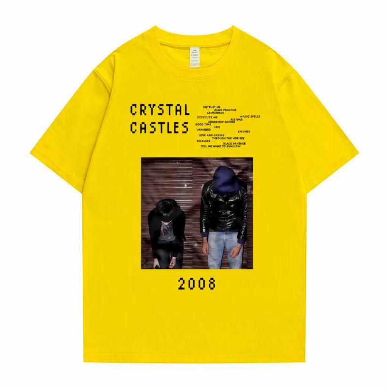 Crystal Castles Graphic T Shirts Male Gothic Music Band T Shirt Men's Vintage Tshirt Men Women Hip Hop Rock Oversized T-shirts