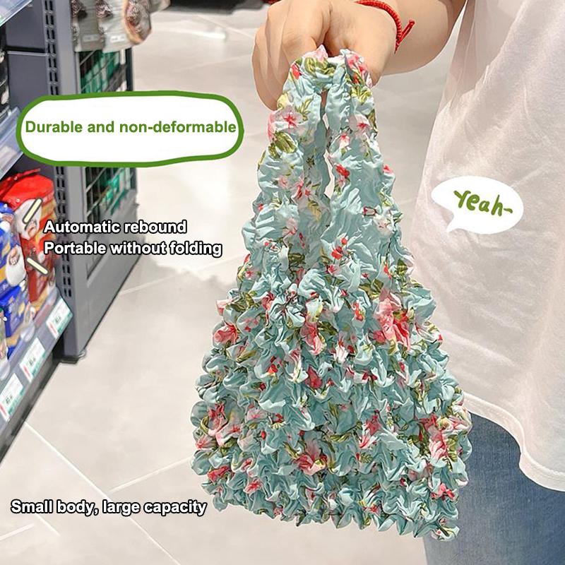 Flower Expansion Fold Pleated Flexible Stretch Mini Shopping Bag Large Capacity Bubble Elastic Portable Handbag Storage Bag