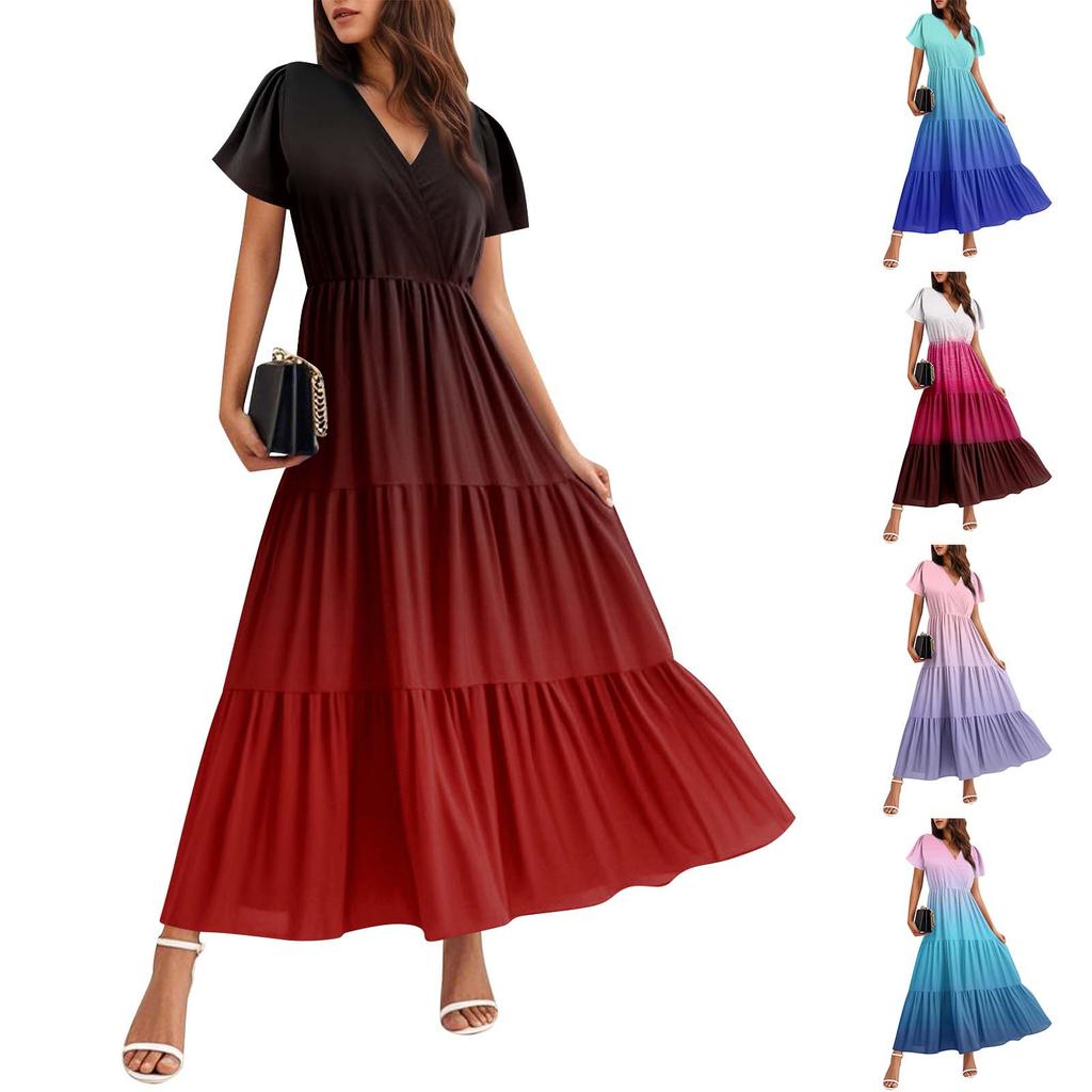 Women's Flowy Dresses Women's Summer Dresses Casual Short Sleeve Maxi Dresses Formal Maxi Dresses