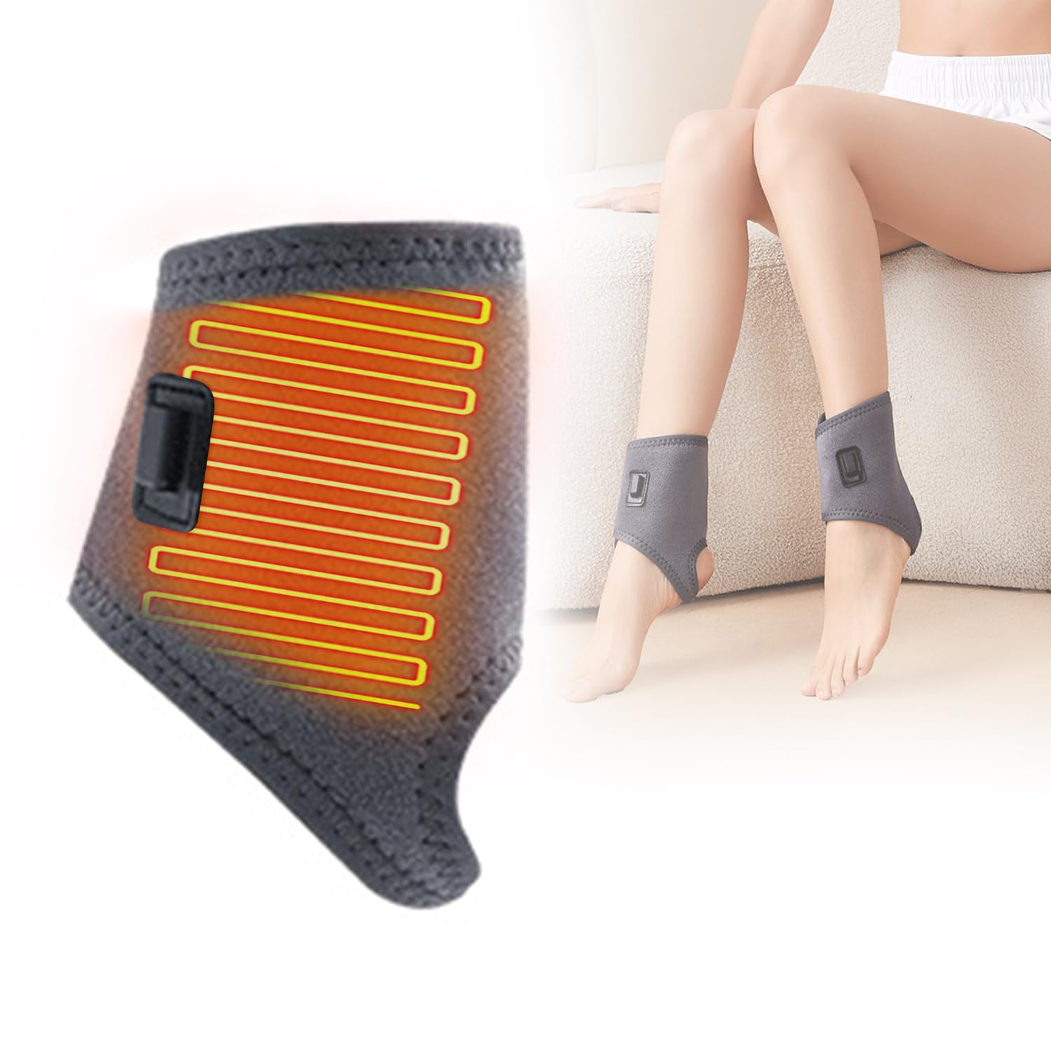 

your ankles and MACOLAUDER Electric Heated Ankle Thin Ankle Heating Heating Timed Portable Power Hot Ankle USB Fully Washable Warm soles Belt, серый