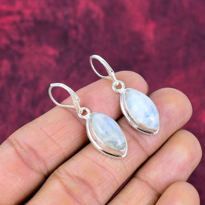 Moonstone 925 Solid Sterling Silver Earrings, Handmade Gemstone Earrings Jewelry, Gifts For Wife Brand New Earrings