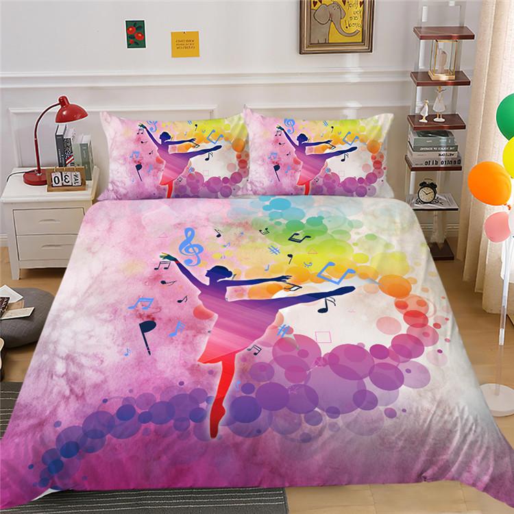 Polyester Bedding Two Or Three Piece Digital Printing Dance Silhouette