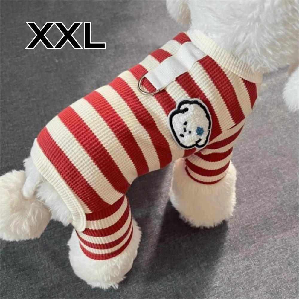 Cute Soft Cotton Striped Dog Jumpsuit Breathable Anti-Shedding Puppy Clothes Four Legs Cat Costume Pet Supplies
