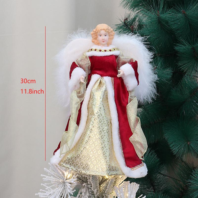 

30cm Christmas Angel Tree Topper Fairy Statue Xmas Ornament Home Decor Holiday красный