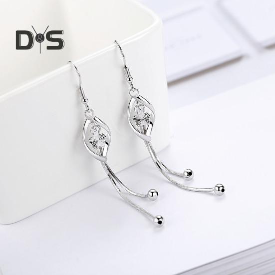 1 Pair Women Hanging Earrings Long Tassel Exaggerated Hollow Out Flower Lightweight Anti-slip Ear Jewelry Lady Prom Cocktail Party Dating Dangle