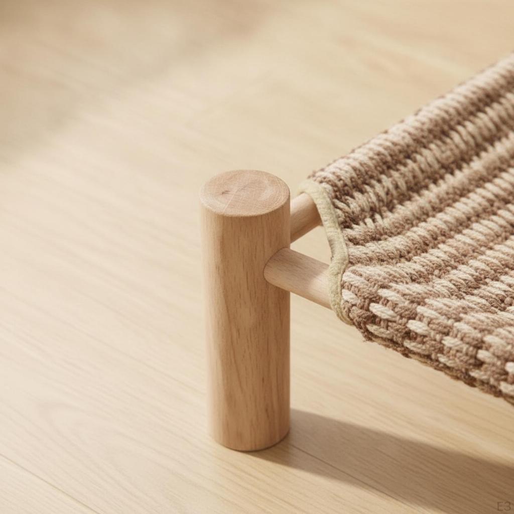 Comfortable Pet Bed with Wooden Legs | Breathable Woven Surface, Detachable Washable Design,