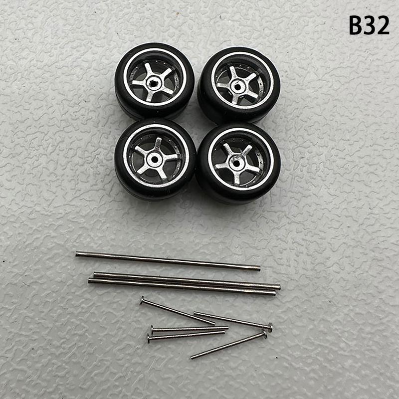 Yenilikçi Abs Temel Modifiye Parçalar Araç Oyuncak Hotwheels Tomica Mini Gt İçin 1 Set 1/64 Model Araba Lastikleri Kauçuk Lastikli