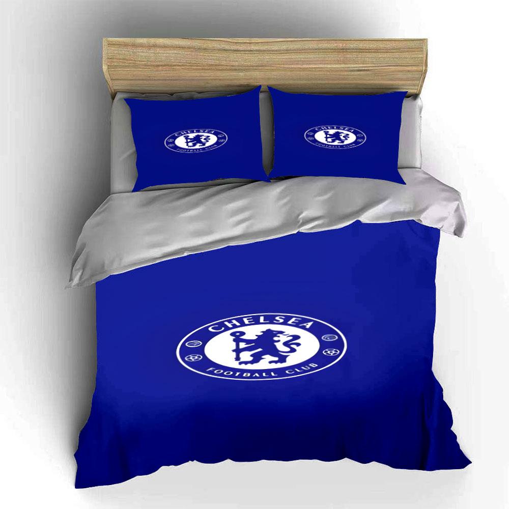 Modré ložní prádlo, logo Chelsea, lev. Sady povlečení Sady povlaků na přikrývku Povlaky na přikrývku Povlaky na polštář(1 * Povlak na peřinu 2 * Povlaky na polštář bez výplně)