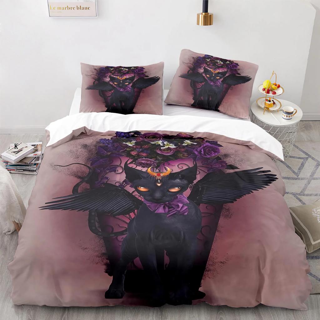 Colorful Cat Duvet Cover Cute Cats Pattern Creative Color Design For Children Boys Girls Bedroom Decorative Animals Queen King