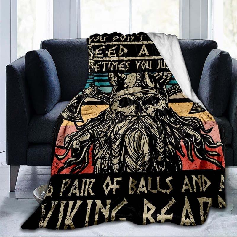 The Vikings Ancient Scandinavian Norse Runes Axes 3D Soft Throw Blanket  Lightweight Flannel Blanket