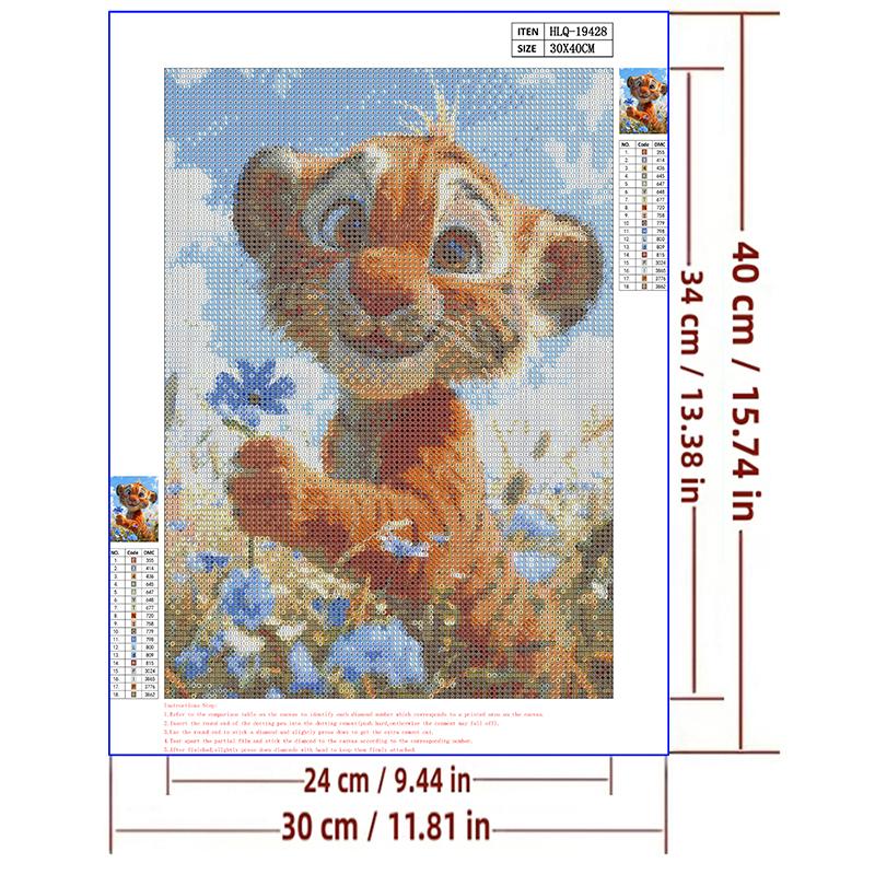5d DIY Diamond Painting Cross Stitch Cute Animal Tiger Diamond Embroidery Mosaic Child Full Round Drill Home Decor Crafts