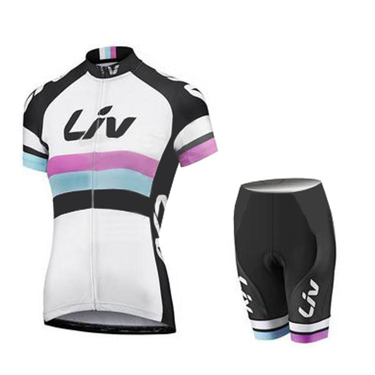 Women s fashion cycling suit summer jacket shorts with seat cushion breathable cycling suit S