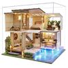 Spilay DIY Wooden Dollhouse Miniature Handmade Kit Set - Beginner-Friendly Japanese Style DIY Wooden Dollhouse 3D Puzzle Toy with LED Lights -